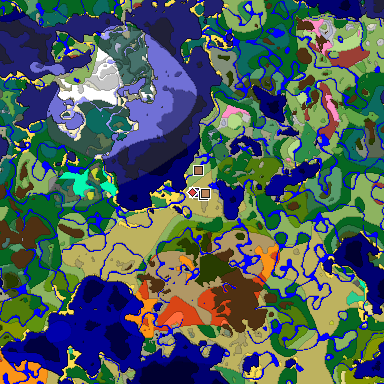 Predicted biome map of Java 26.3 seed 4084021058232925462 around estimated spawn