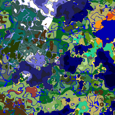 Predicted biome map of Java 26.3 seed -2307077959051824538 around estimated spawn