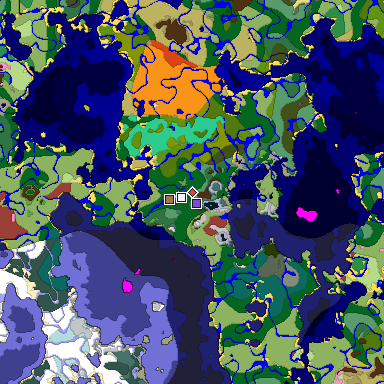 Predicted biome map of Java 26.3 seed -1812763688998252179 around estimated spawn