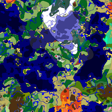 Predicted biome map of Java 26.3 seed 6263806225404176137 around estimated spawn