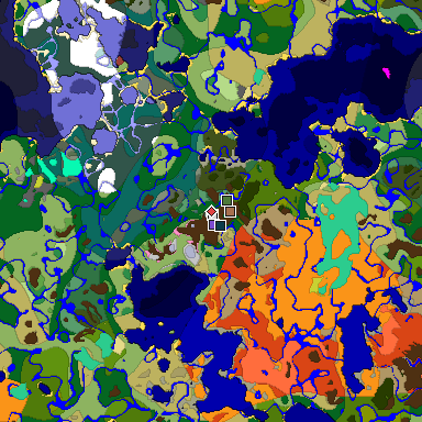 Predicted biome map of Java 26.3 seed -1084785717105778523 around estimated spawn