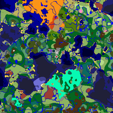 Predicted biome map of Java 26.3 seed -7025993706964364659 around estimated spawn
