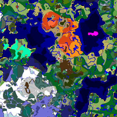 Predicted biome map of Java 26.3 seed 5354273894067723175 around estimated spawn