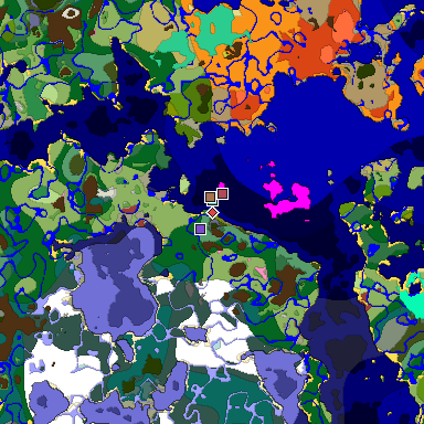 Map of Minecraft seed -3232497083494960384 around spawn