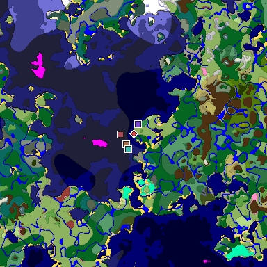 Map of Minecraft seed 305254220578696718 around spawn