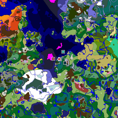 Map of Minecraft seed -4363959865955490270 around spawn