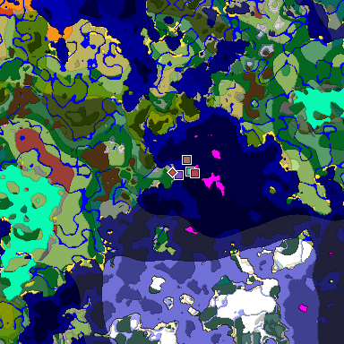 Predicted biome map of Java 26.3 seed 8272018198458967977 around estimated spawn