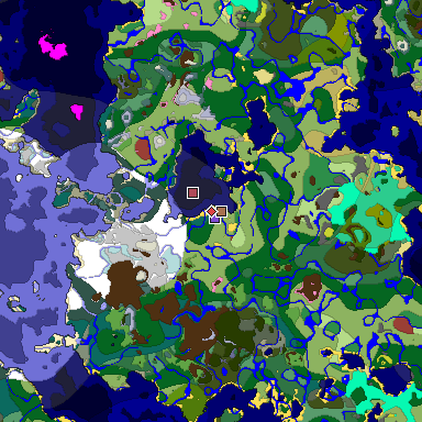 Predicted biome map of Java 26.3 seed -2396819082080083441 around estimated spawn