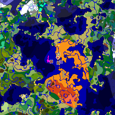 Predicted biome map of Java 26.3 seed 4114468316690204765 around estimated spawn