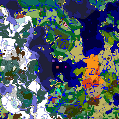 Predicted biome map of Java 26.3 seed 995371501506509582 around estimated spawn