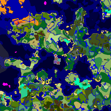 Predicted biome map of Java 26.3 seed 8120086527111104124 around estimated spawn