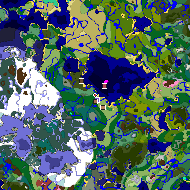 Predicted biome map of Java 26.3 seed 4994248177412359826 around estimated spawn