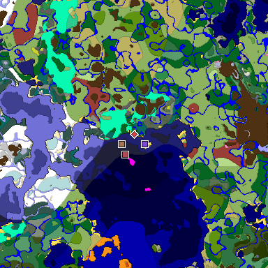 Map of Minecraft seed 3727911343088164318 around spawn