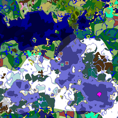 Predicted biome map of Java 26.3 seed 4868297639686301671 around estimated spawn