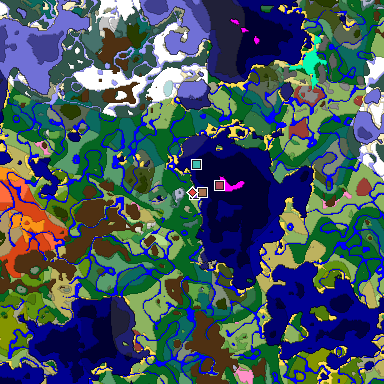 Predicted biome map of Java 26.3 seed 3245843496985037983 around estimated spawn