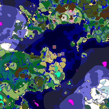 Predicted biome map of Java 26.3 seed 3271120258640951651 around estimated spawn
