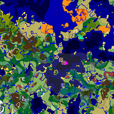 Predicted biome map of Java 26.3 seed -3531691863847608185 around estimated spawn