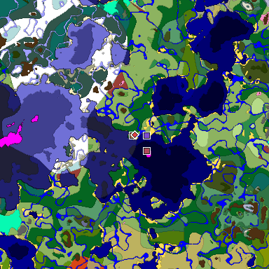 Predicted biome map of Java 26.3 seed -3367325585626273490 around estimated spawn