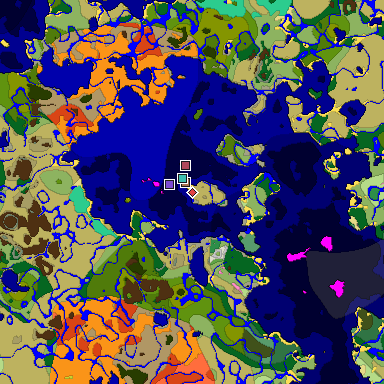 Predicted biome map of Java 26.3 seed -3249777006135812362 around estimated spawn