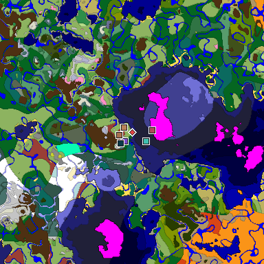 Predicted biome map of Java 26.3 seed 3022630987066020936 around estimated spawn