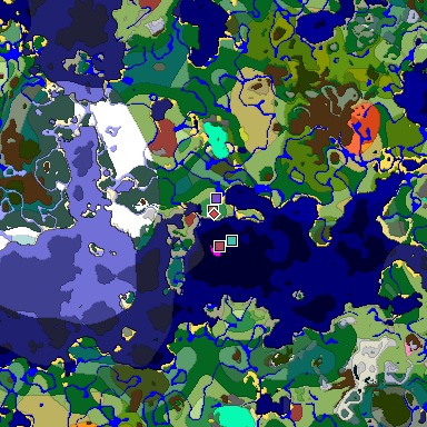 Predicted biome map of Java 26.3 seed -6716786542655152864 around estimated spawn