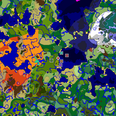 Predicted biome map of Java 26.3 seed -9031263815950695448 around estimated spawn