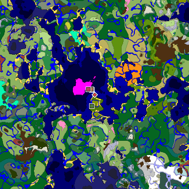 Map of Minecraft seed 1610724713862288179 around spawn