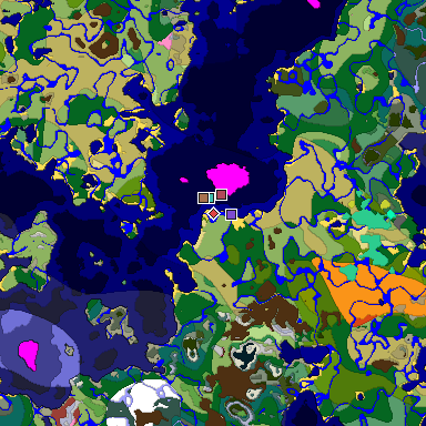 Map of Minecraft seed 6489969382239357482 around spawn