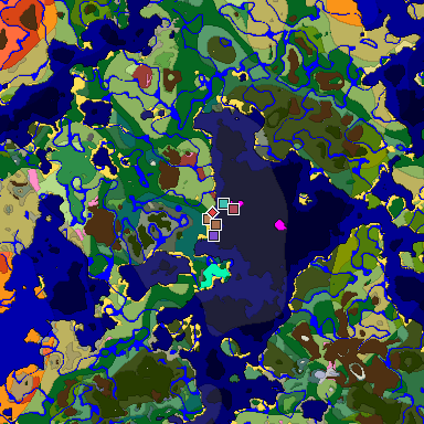 Map of Minecraft seed -7500080853464238963 around spawn