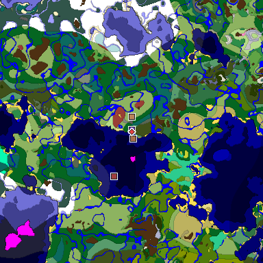 Predicted biome map of Java 26.3 seed 152663158116812316 around estimated spawn