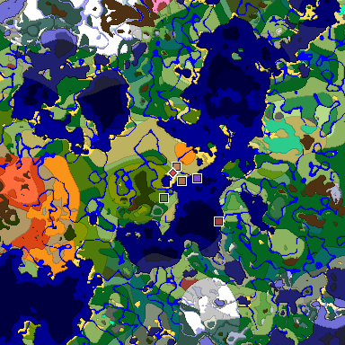 Predicted biome map of Java 26.3 seed -6167955977457621677 around estimated spawn