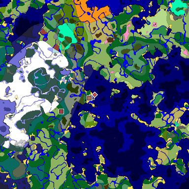 Predicted biome map of Java 26.3 seed -4604399040487448441 around estimated spawn