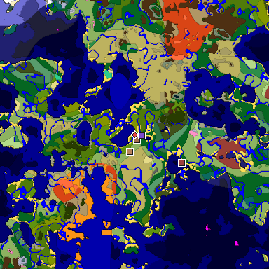 Predicted biome map of Java 26.3 seed 1064191595281627120 around estimated spawn