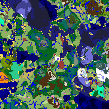 Predicted biome map of Java 26.3 seed -2312262368646134620 around estimated spawn