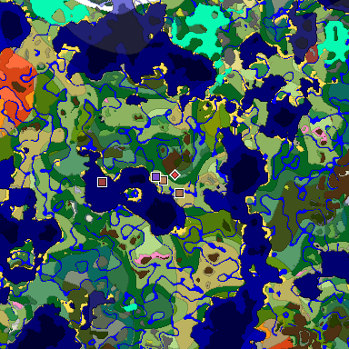 Predicted biome map of Java 26.3 seed -8175117591778096461 around estimated spawn