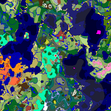 Predicted biome map of Java 26.3 seed 3180708894561146590 around estimated spawn