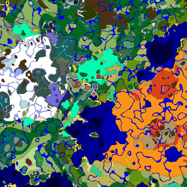 Predicted biome map of Java 26.3 seed -7088335571002323368 around estimated spawn