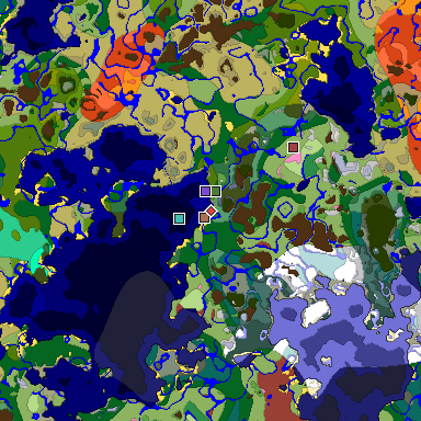 Predicted biome map of Java 26.3 seed 6206956594645112745 around estimated spawn
