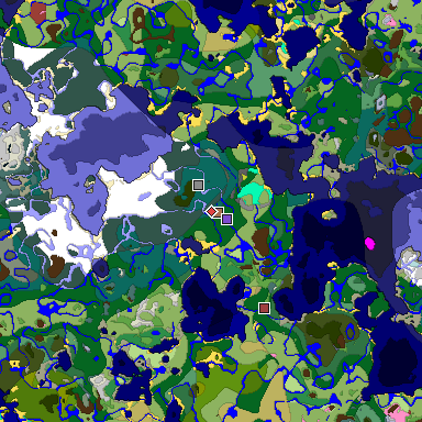 Predicted biome map of Java 26.3 seed 3298889850069535210 around estimated spawn