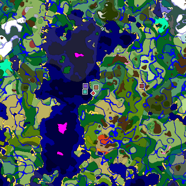 Predicted biome map of Java 26.3 seed -6770367214289217778 around estimated spawn