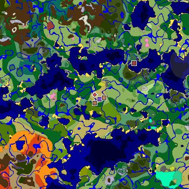 Predicted biome map of Java 26.3 seed 6819045412565709984 around estimated spawn