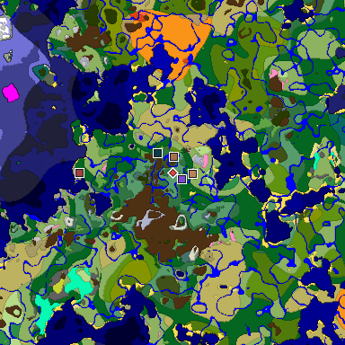 Predicted biome map of Java 26.3 seed -7917111663325688595 around estimated spawn
