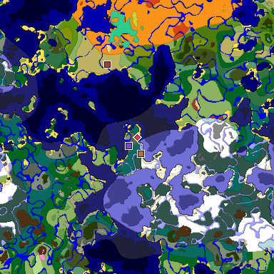 Predicted biome map of Java 26.3 seed -2196644663490118773 around estimated spawn