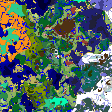 Predicted biome map of Java 26.3 seed 8223100694719296219 around estimated spawn