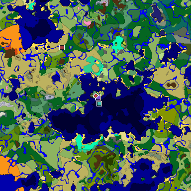 Predicted biome map of Java 26.3 seed -6324384293485652194 around estimated spawn