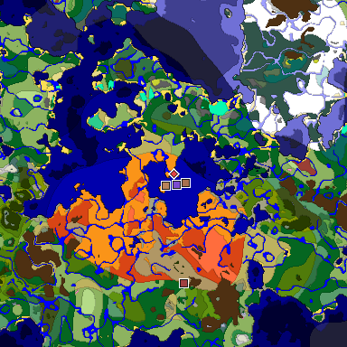 Predicted biome map of Java 26.3 seed 8117150968016280393 around estimated spawn
