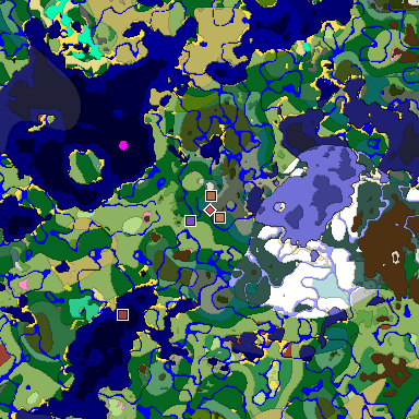 Predicted biome map of Java 26.3 seed 6232574553039018095 around estimated spawn