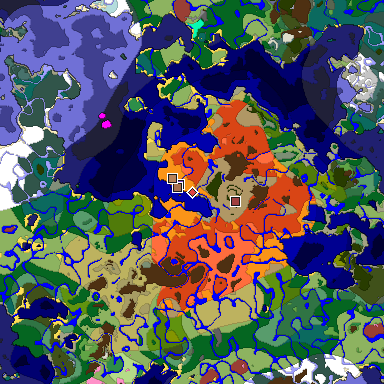 Predicted biome map of Java 26.3 seed -3728611499114627784 around estimated spawn