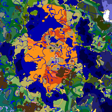 Predicted biome map of Java 26.3 seed 5314321943134043847 around estimated spawn