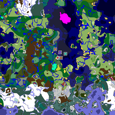 Predicted biome map of Java 26.3 seed 7483870905367701782 around estimated spawn